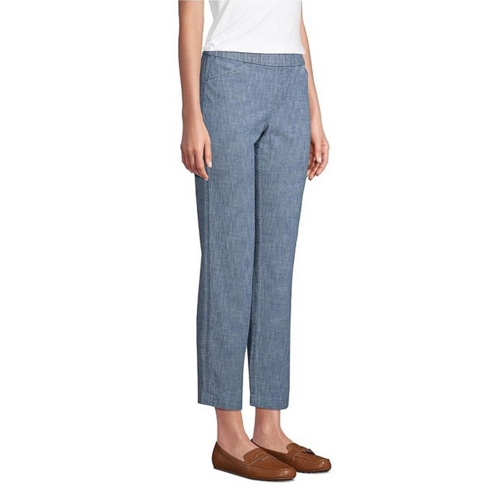 Lands’ End Women's Mid Rise Pull On Chambray Crop Pants